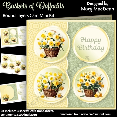 Baskets of Daffodils - Round Layers Card Mini Kit