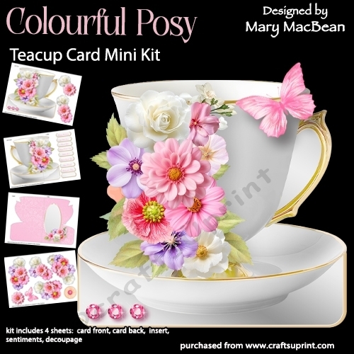 Colourful Posy - Teacup Card Mini Kit