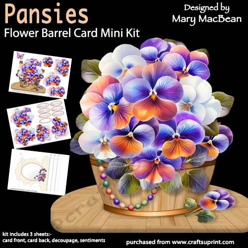 Pansies - Flower Barrel Card Mini Kit