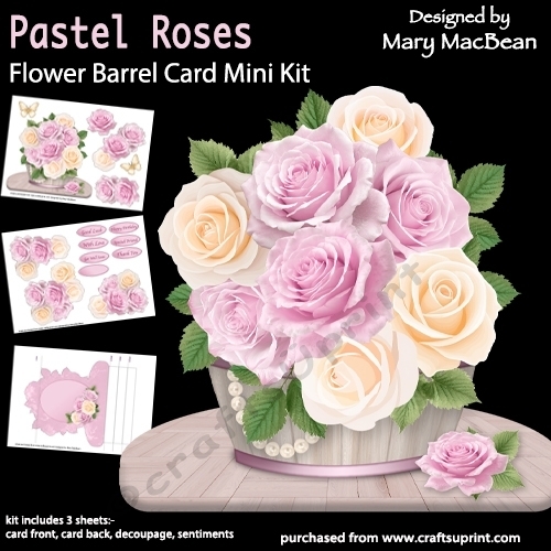 cup1434327_1648 - Pastel Roses - Flower Barrel Card Mini Kit