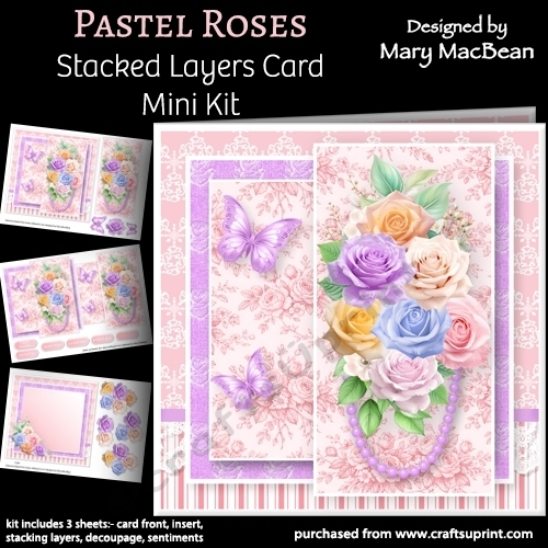 Pastel Roses - Stacked Layers Card Mini Kit