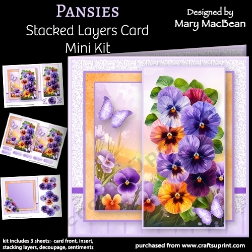 Pansies - Stacked Layers Card Mini Kit