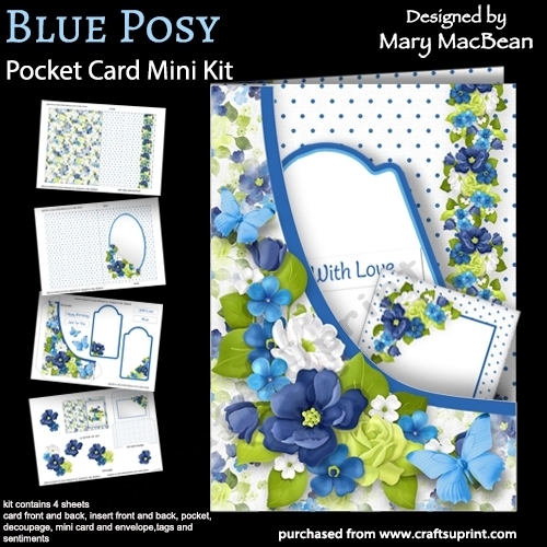 Blue Posy - Pocket Card Mini Kit