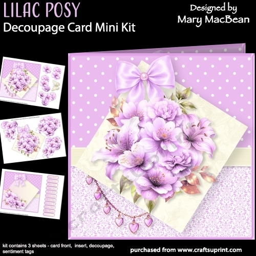 Lilac Posy - Decoupage Card Mini Kit
