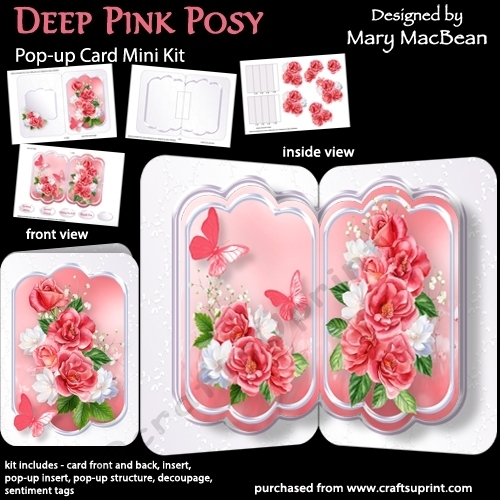 Deep Pink Posy - Pop-up Card Mini Kit