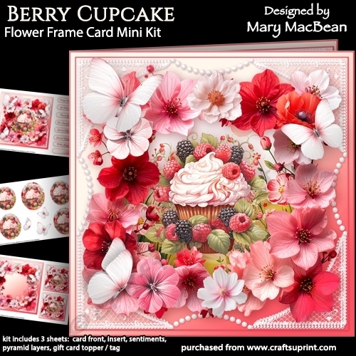 Berry Cupcake - Flower Frame Card Mini Kit