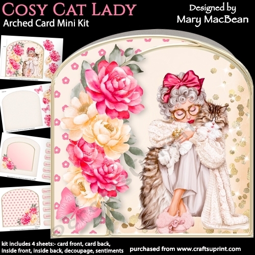 cup1449848_1648 - Cosy Cat Lady - Arched Card Mini Kit