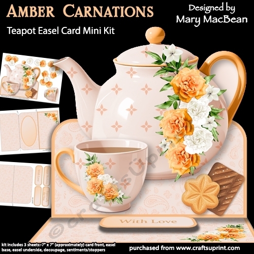 Amber Carnations - Teapot Easel Card Mini Kit