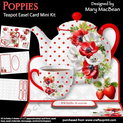 Poppies - Teapot Easel Card Mini Kit