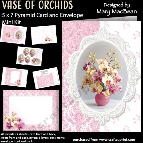 cup1452254_1648 - Vase of Orchids - 5 x 7 Pyramid Card Mini Kit