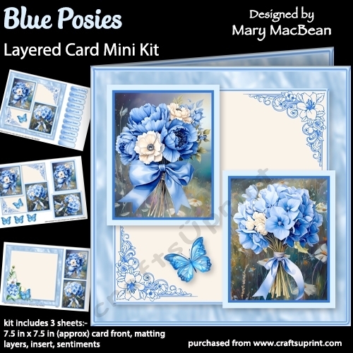 Blue Posies - Layered Card Mini Kit