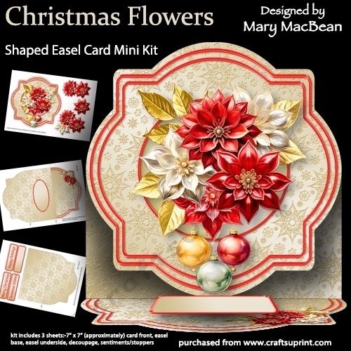 Christmas Flowers - Shaped Easel Card Mini Kit