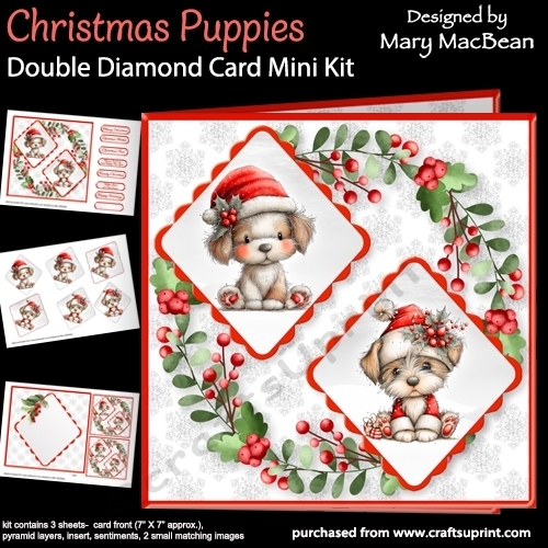 Christmas Puppies - Double Diamond Card Mini Kit