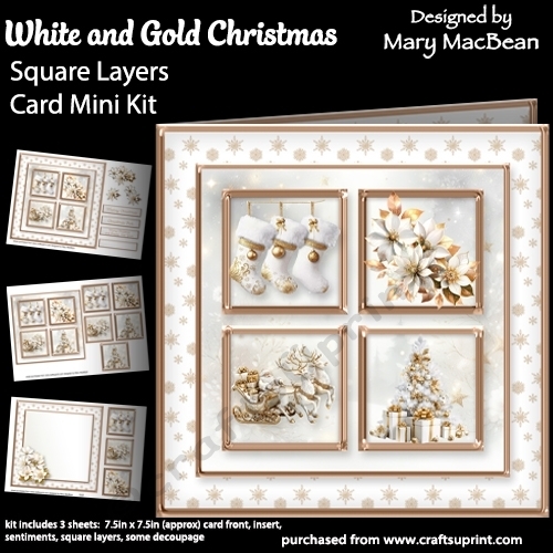 White and Gold Christmas - Square Layers Card Mini Kit