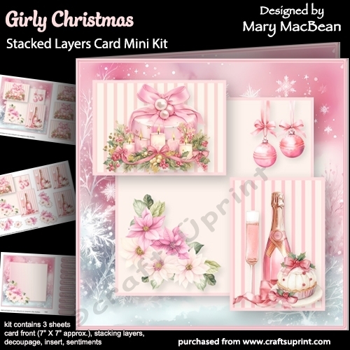 Girly Christmas - Stacked Layers Card Mini Kit