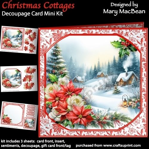 Christmas Cottages - Decoupage Card Mini Kit