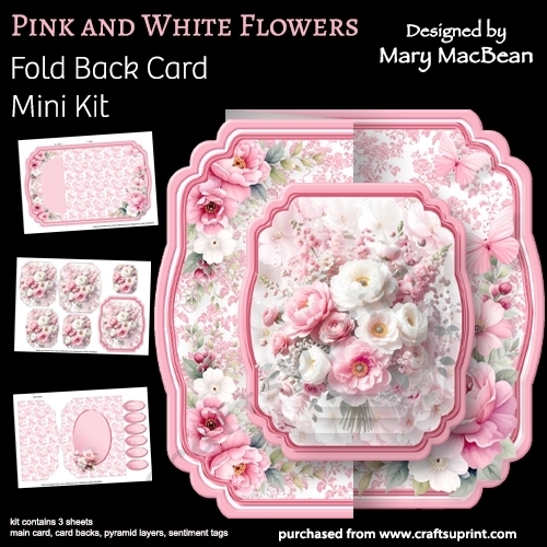 Pink and White Flowers - Fold Back Card Mini Kit