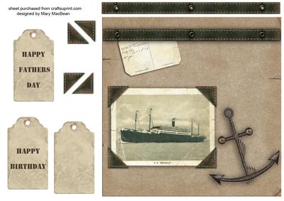 Vintage Ship Fathers Day or Birthday Card