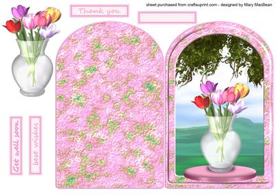 Vase of Tulips Folded Arch Card