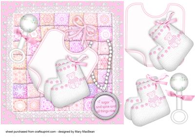Baby Girl Patchwork 7 x 7 Card