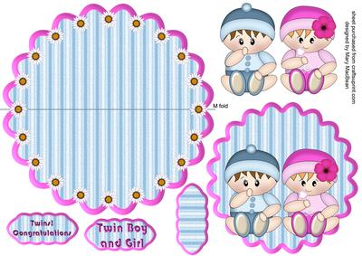 Twin Boy and Girl Wobble Card