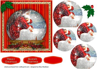 Santa on the Chimney - Snow Globe Pyramid