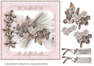 Frosty Flowers Christmas Decoupage