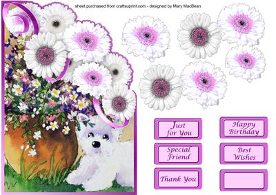 Westie in the Flowers- Shaped Card Front