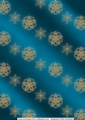 Gold Snowflakes Christmas Background - Teal