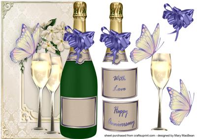 Wine Bottle Over the Edge Card - Lavender