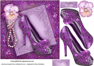 Amethyst Slipper Decoupage Card