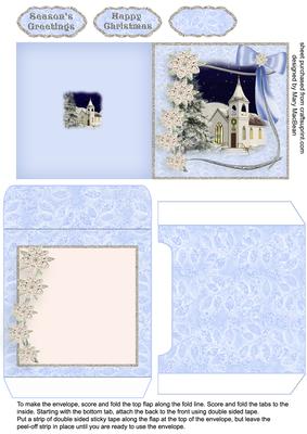 Silent Night - Blue Mini Card and Envelope