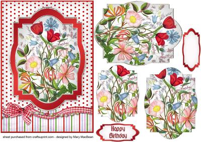Vintage Wildflowers Pyramid Card