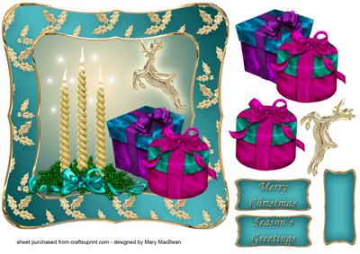 Christmas Presents with Candles and Reindeer
