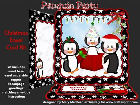 Penguin Party Christmas Easel Card Kit