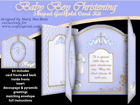 Baby Boy Christening Gatefold Card Kit