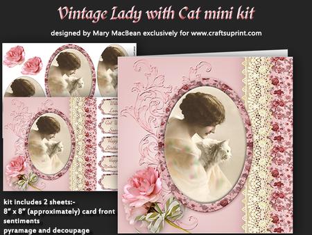 Vintage Lady with Cat Mini Kit - Multi Use