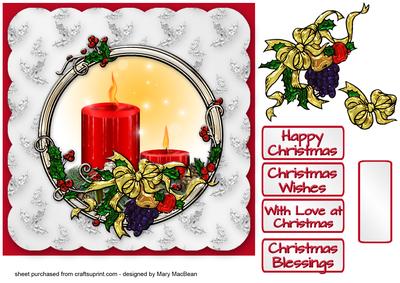 Christmas Candles in Enamelled Frame