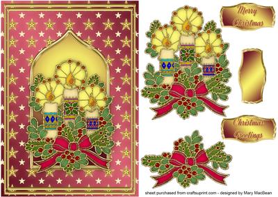 Stained Glass Candles Decoupage Card Front