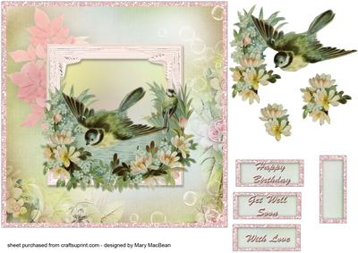 Little Birds Shabby Chic Card Front