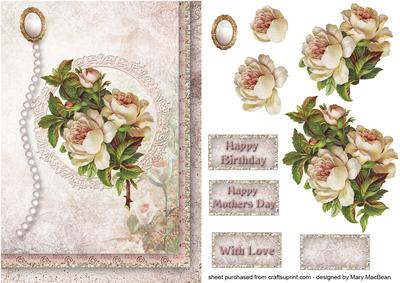 Antique Roses Shabby Chic Decoupage Card