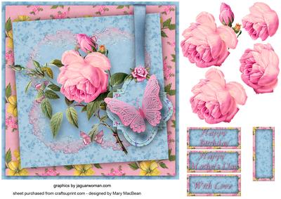 Pink Rose Shabby Chic 7" x 7" Card Front