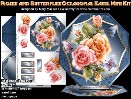 Roses and Butterflies Octagonal Easel Mini Kit