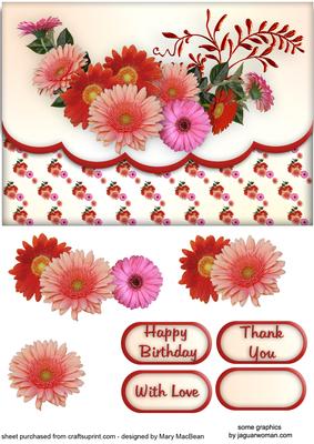 Gerberas Faux Envelope Multi Use Card