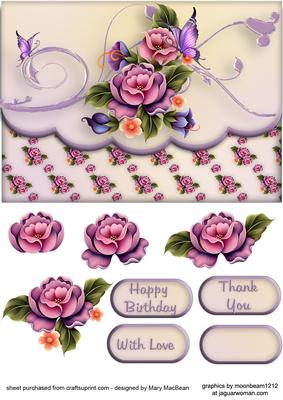 Rose Cluster Faux Envelope Multi Use Card
