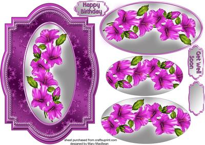 Bright Pink Flowers Fancy Card Front