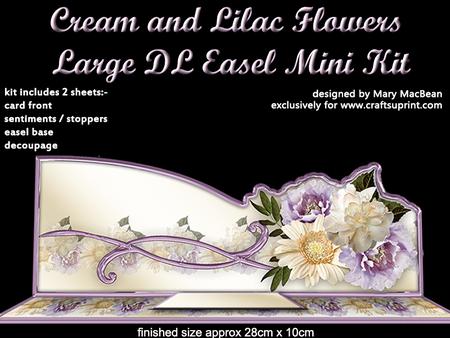 Cream and Lilac Flowers Large Dl Easel Mini Kit