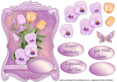 Pansies and Tulips Fancy Shaped Topper
