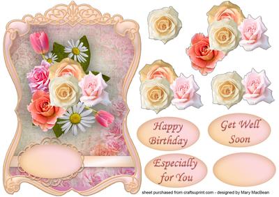 Pastel Roses Fancy Shaped Topper