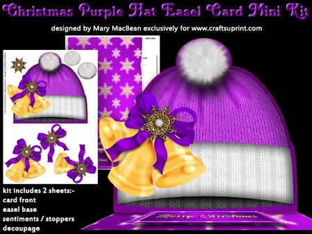 Christmas Purple Hat Easel Card Mini Kit